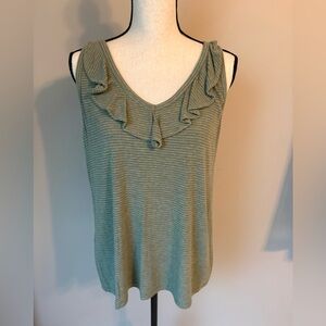 CAbi Style #6143 Olive Green Ruffle Tank Top | Women’s Sz M
